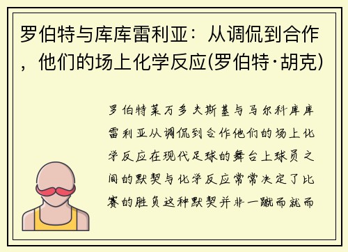 罗伯特与库库雷利亚：从调侃到合作，他们的场上化学反应(罗伯特·胡克)