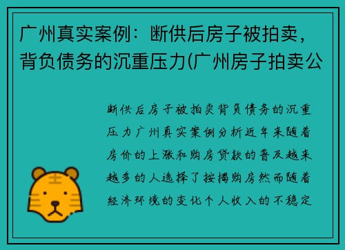 广州真实案例：断供后房子被拍卖，背负债务的沉重压力(广州房子拍卖公告)