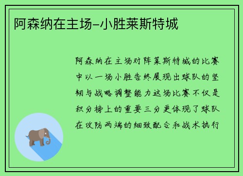 阿森纳在主场-小胜莱斯特城